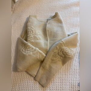 Embroidered  Garnet Hill Cashmere Cardigan